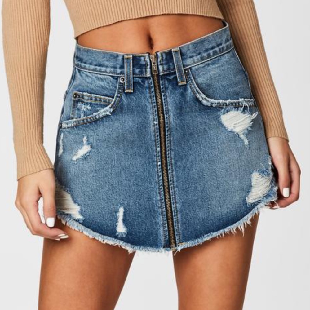 Carmar Adige Beatrice Zip Front Denim Mini Skirt